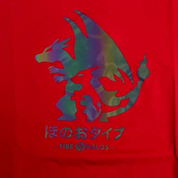 Charizard Charmander Fire Type Kalos Pokémon T-Shirt Red XXL Five C Japan Text - Picture 2 of 8
